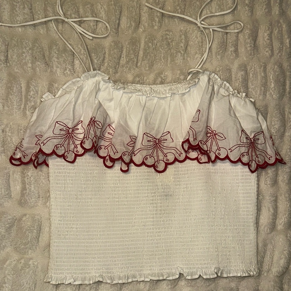 Francesca's Elegant White Ruffle Top